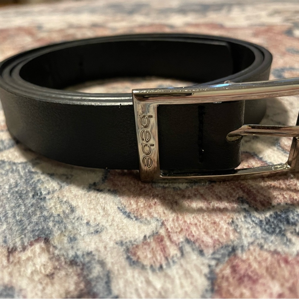 Bebe Black Belt with Silver Buckle